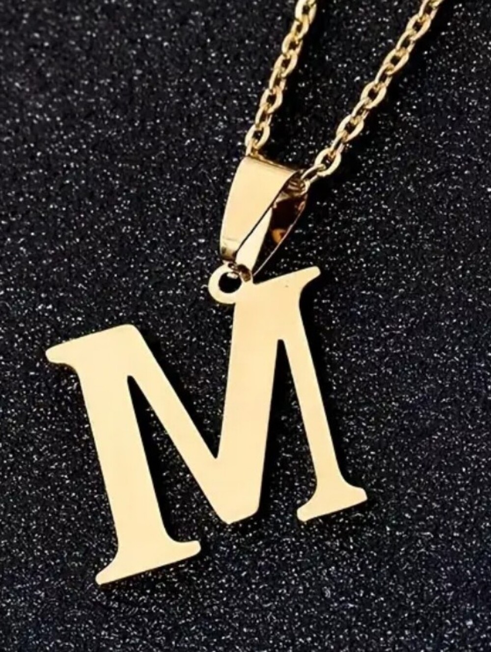 Gold 'M' Initial Pendant Necklace - Women's Jewelry Stainless Steel